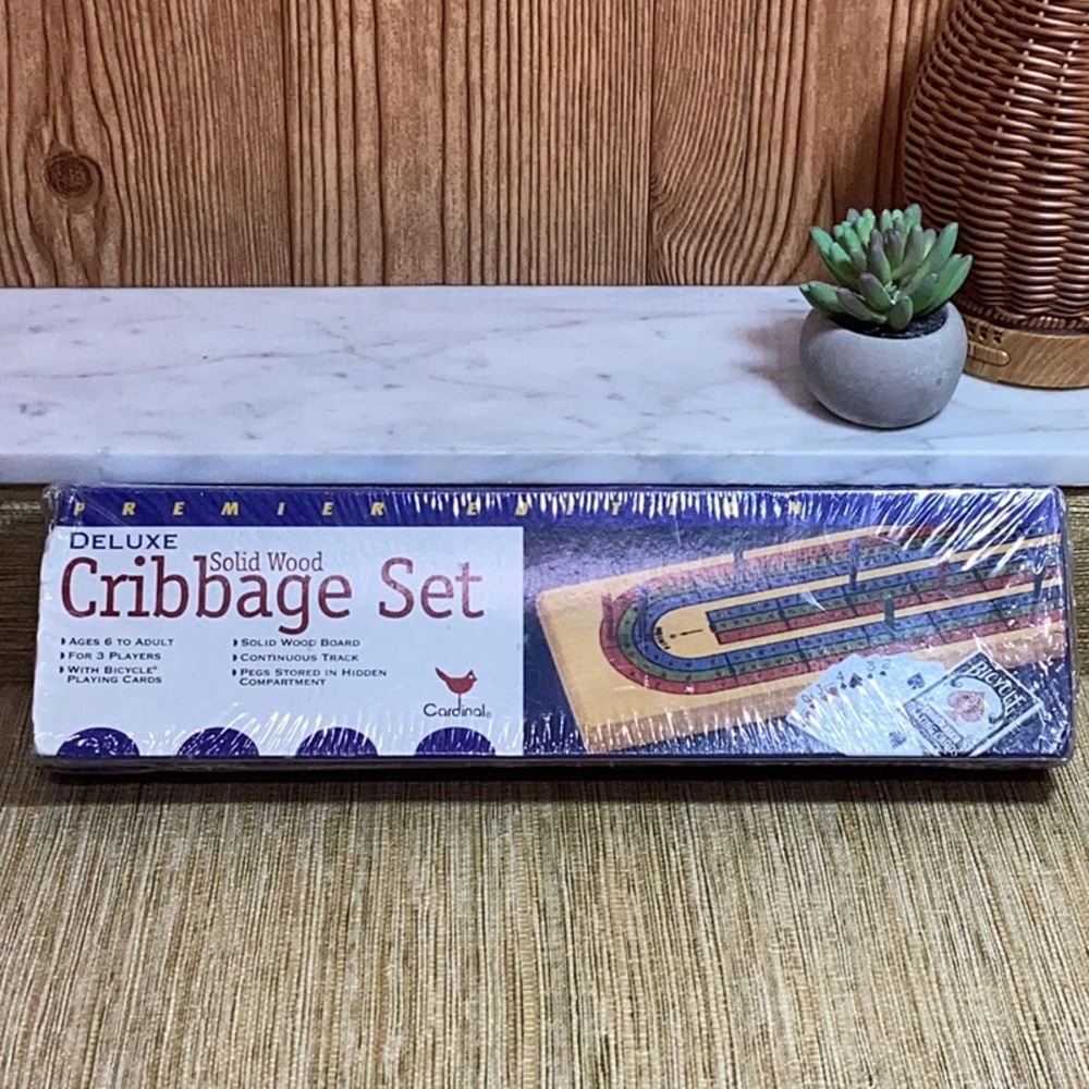 Vintage Cardinal Deluxe Solid Wood Cribbage Set